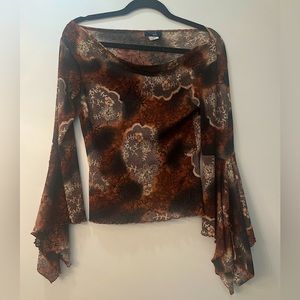 Y2K Mesh Off Shoulder Long Sleeve Top